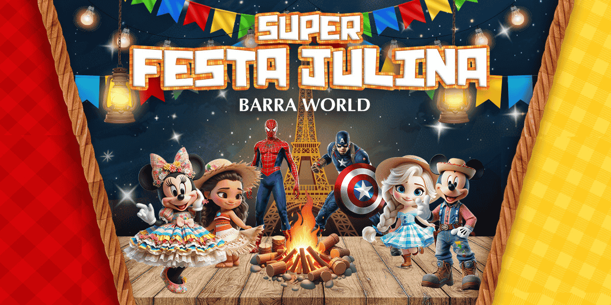 Dia 12 de Julho a partir das 16h - Super Festa Julina Barra World – Tradição, alegria e magia num só arraiá! Dia 12 de Julho a partir das 16h - Super Festa Julina Barra World – Tradição, alegria e magia num só arraiá!