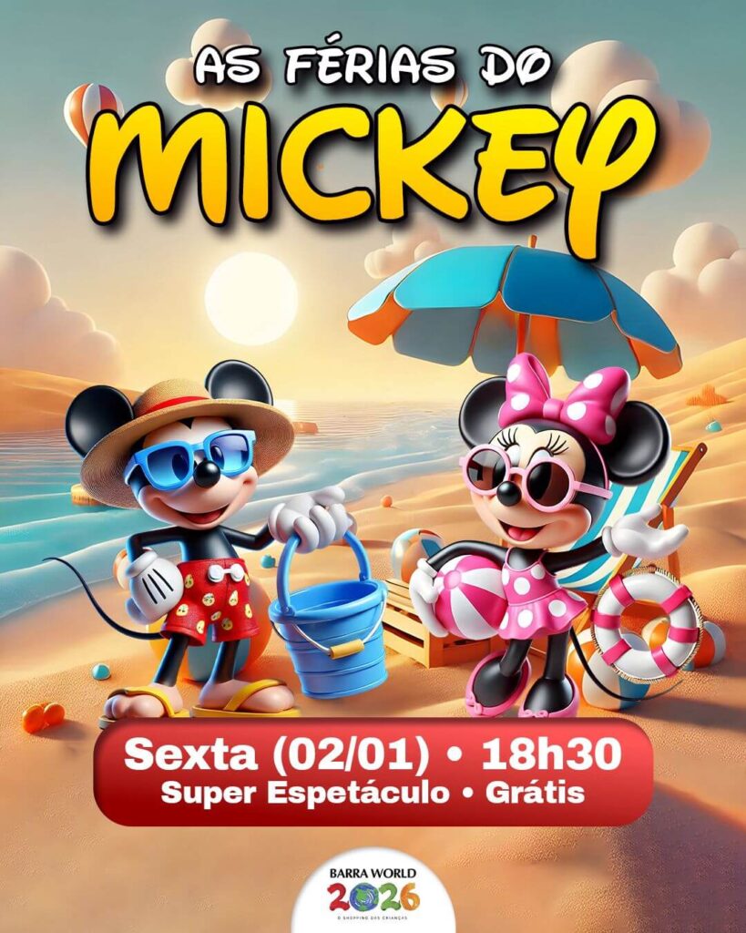Dia 02 de janeiro – Sexta-feira às 18h30 – As Férias do Mickey