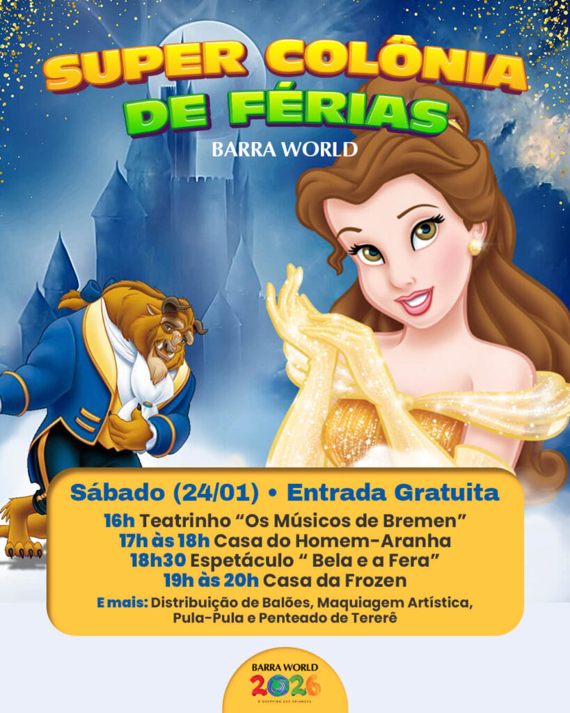 Dia 24 de janeiro – Sábado a partir das 16h – Um sábado encantador para toda a família