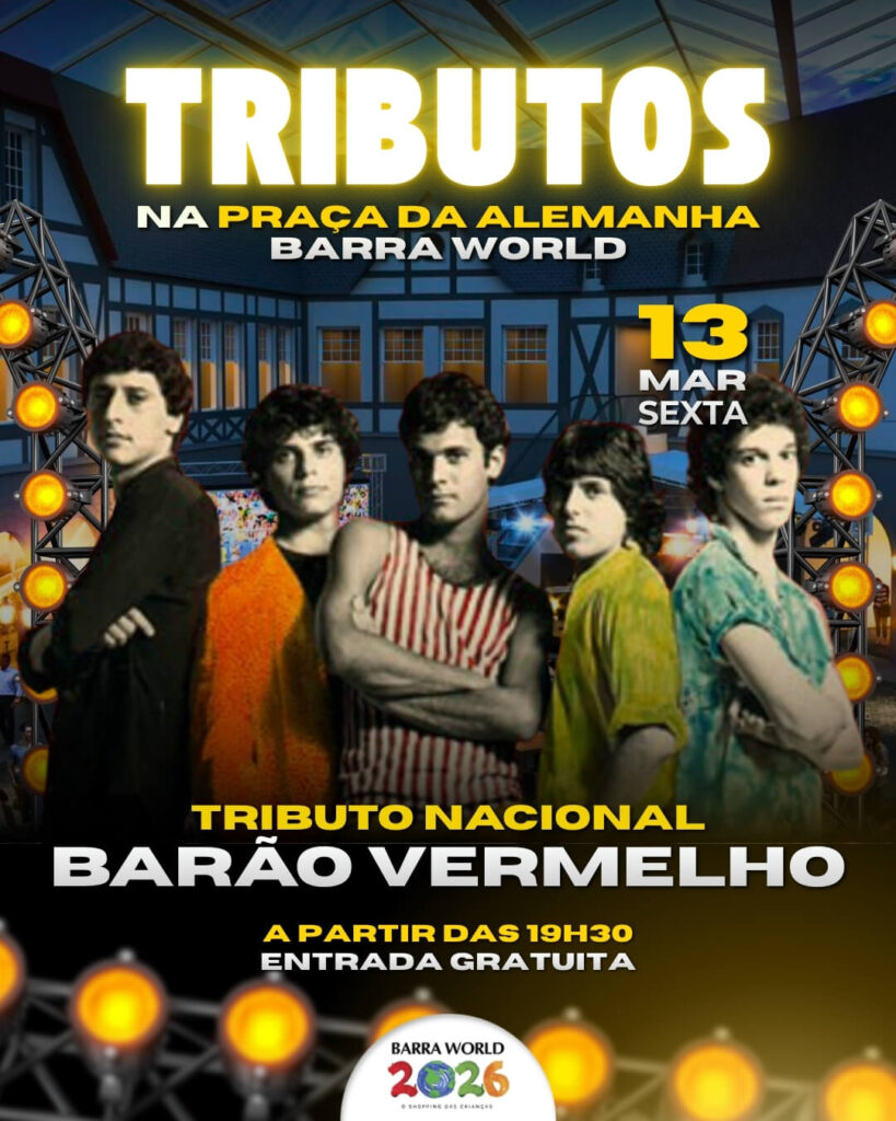 Dia 13 de Março, Sexta-feira às 19h30 Tributo ao Barão Vermelho - Pro Dia Nascer Feliz Uma Noite de Rock Nacional