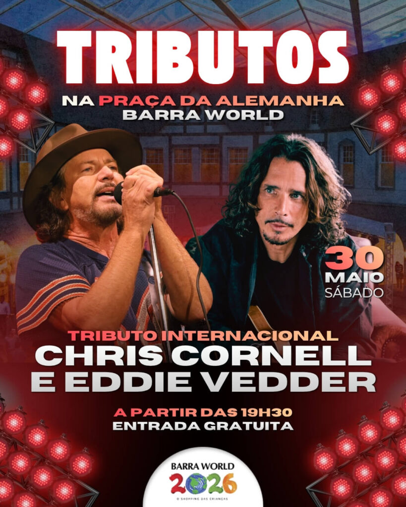 Tributo a Chris Cornell e Eddie Vedder no Barra World Shopping – Show gratuito no Recreio dos Bandeirante