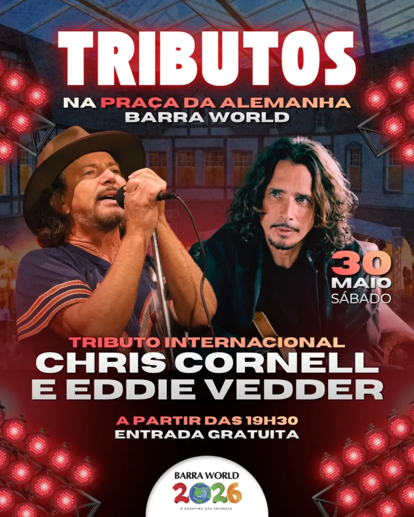 Tributo a Chris Cornell e Eddie Vedder no Barra World Shopping – Show gratuito no Recreio dos Bandeirante
