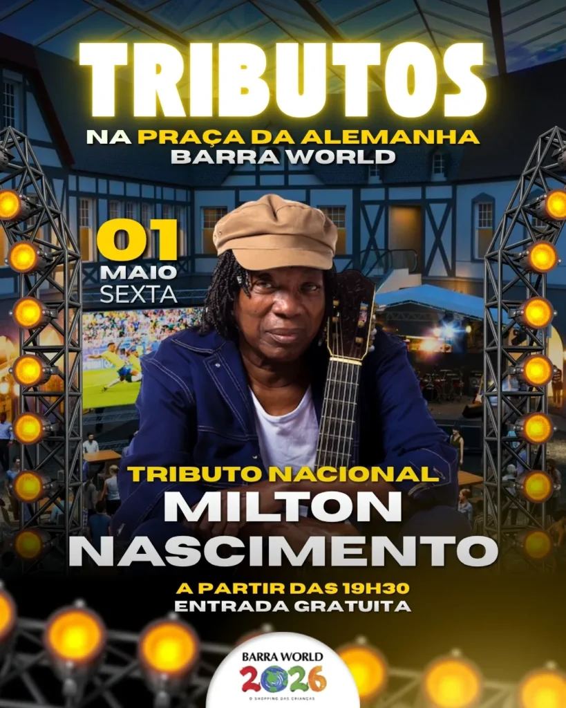 Tributo a Milton Nascimento no Barra World Shopping – Show gratuito no Recreio dos Bandeirantes