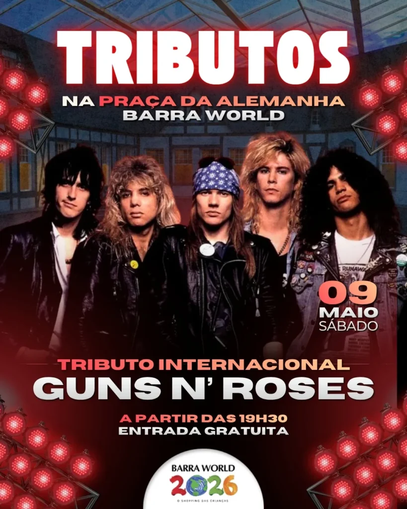 Tributo ao Guns N' Roses no Barra World Shopping – Show gratuito no Recreio dos Bandeirantes