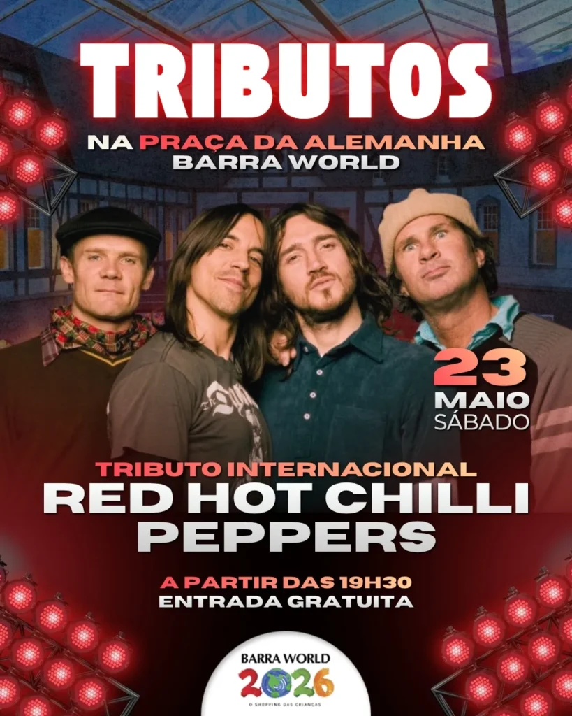 Tributo ao Red Hot Chili Peppers no Barra World Shopping – Show gratuito no Recreio dos Bandeirantes