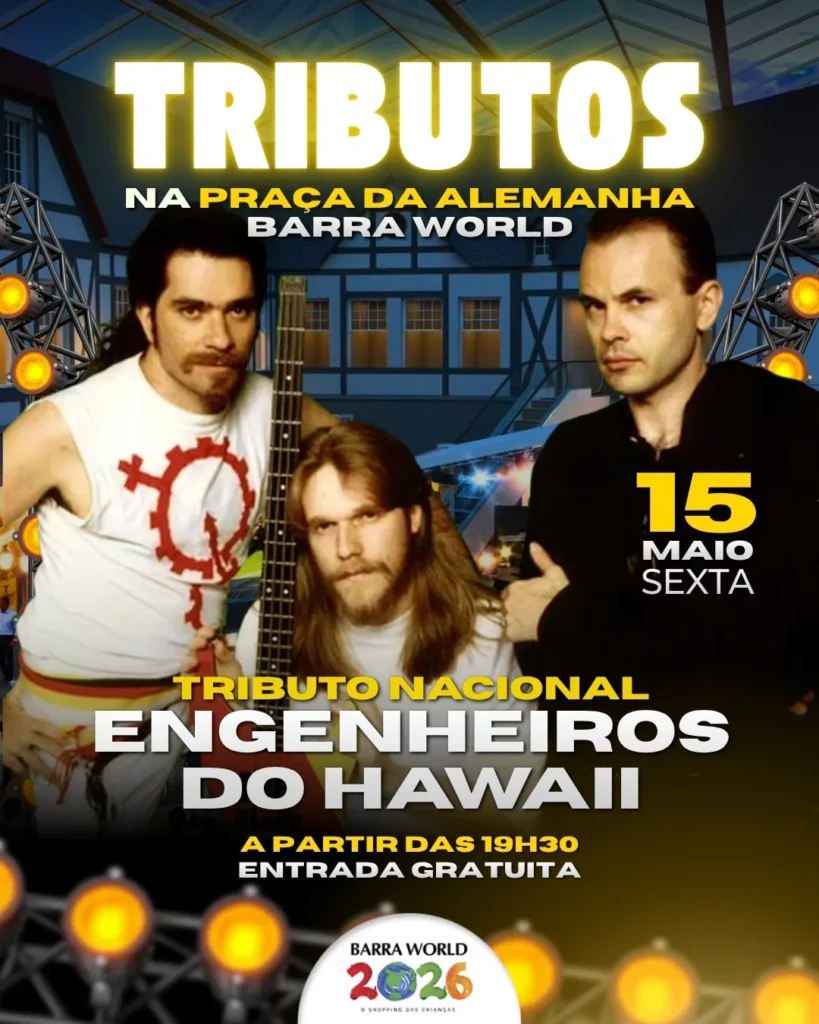 Tributo aos Engenheiros do Hawaii no Barra World Shopping – Show gratuito no Recreio dos Bandeirantes