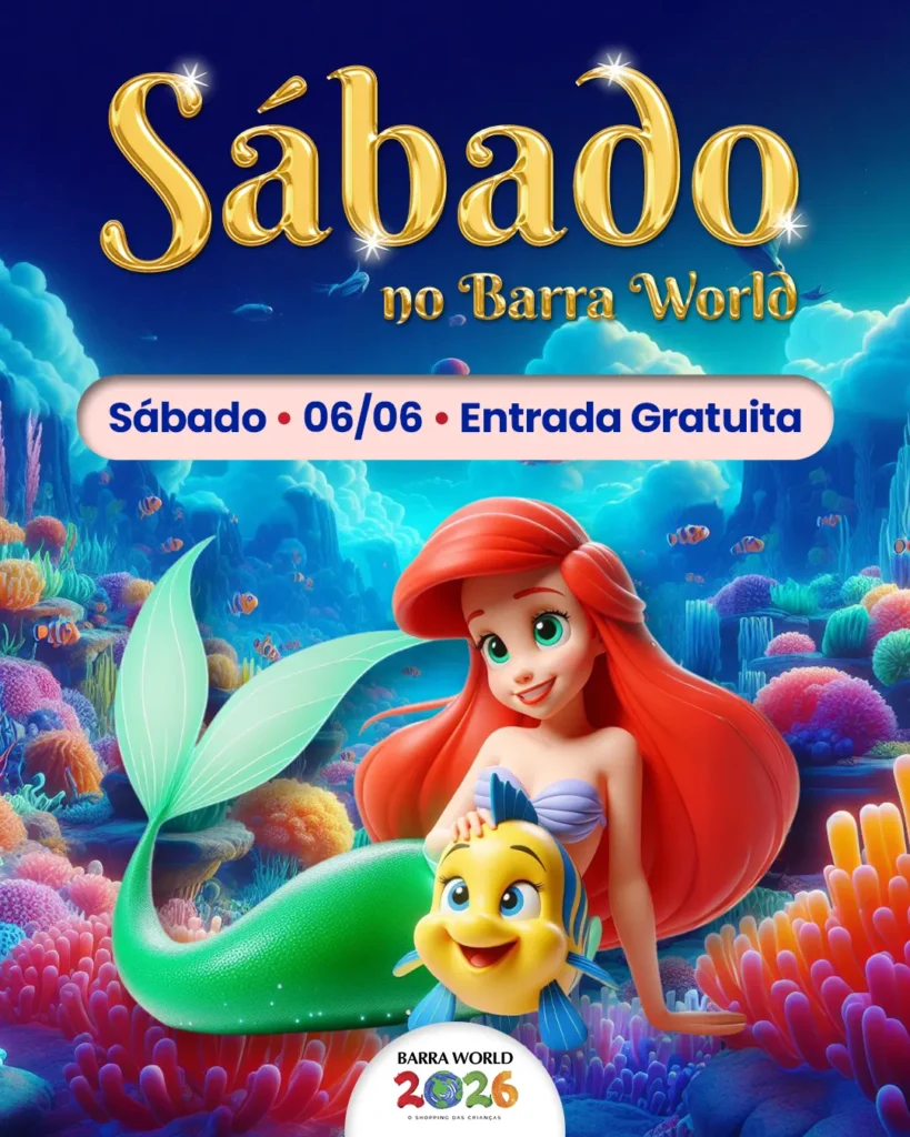 Programação infantil de sábado no Barra World Shopping — Espetáculo A Pequena Sereia e Arraiá dos Bichos, Recreio dos Band