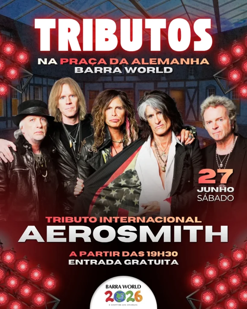 Tributo ao Aerosmith no Barra World Shopping – Show gratuito no Recreio dos Bandeirantes
