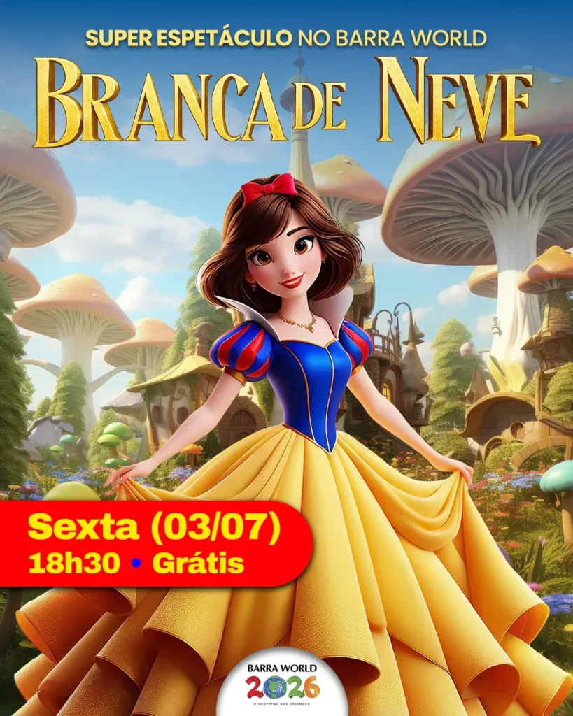 Espetáculo infantil Branca de Neve no Barra World Shopping, Praça da França, Recreio dos Bandeirantes — 03 de julho de 202