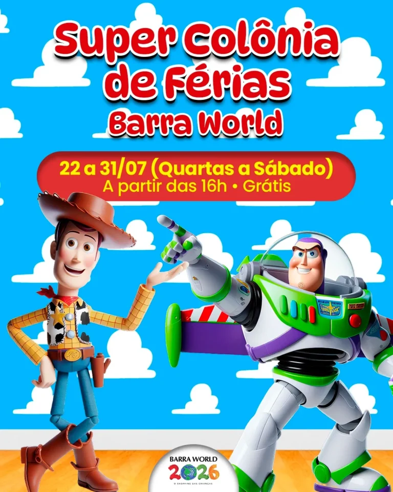 Programação 10 Super Colônia de Férias Evento Gratuito no Shopping Barra World no Recreio dos Bandeirantes
