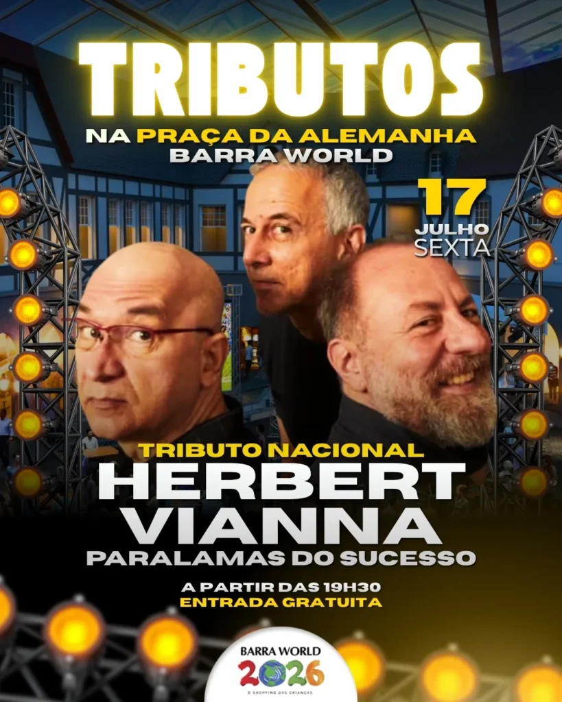 Tributo a Herbert Vianna e Paralamas do Sucesso no Barra World Shopping – Show gratuito no Recreio dos Bandeirantes