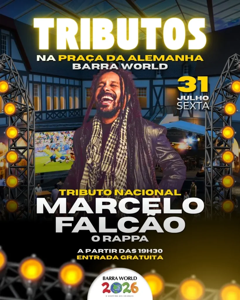 Tributo a Marcelo Falcão e O Rappa no Barra World Shopping – Show gratuito no Recreio dos Bandeirantes
