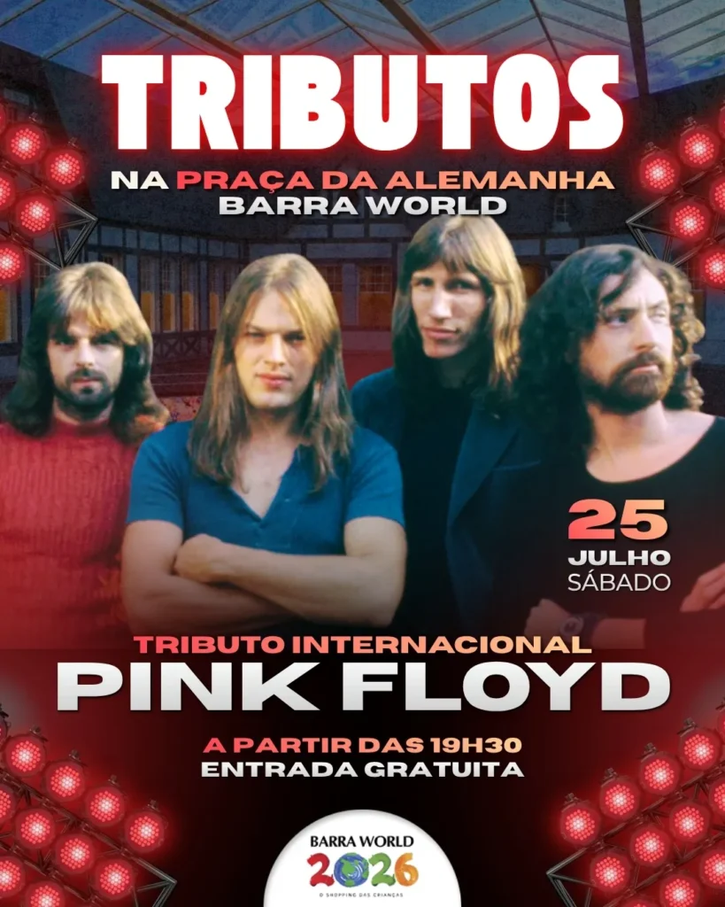 Tributo a Roger Waters e Pink Floyd no Barra World Shopping – Show gratuito no Recreio dos Bandeirantes