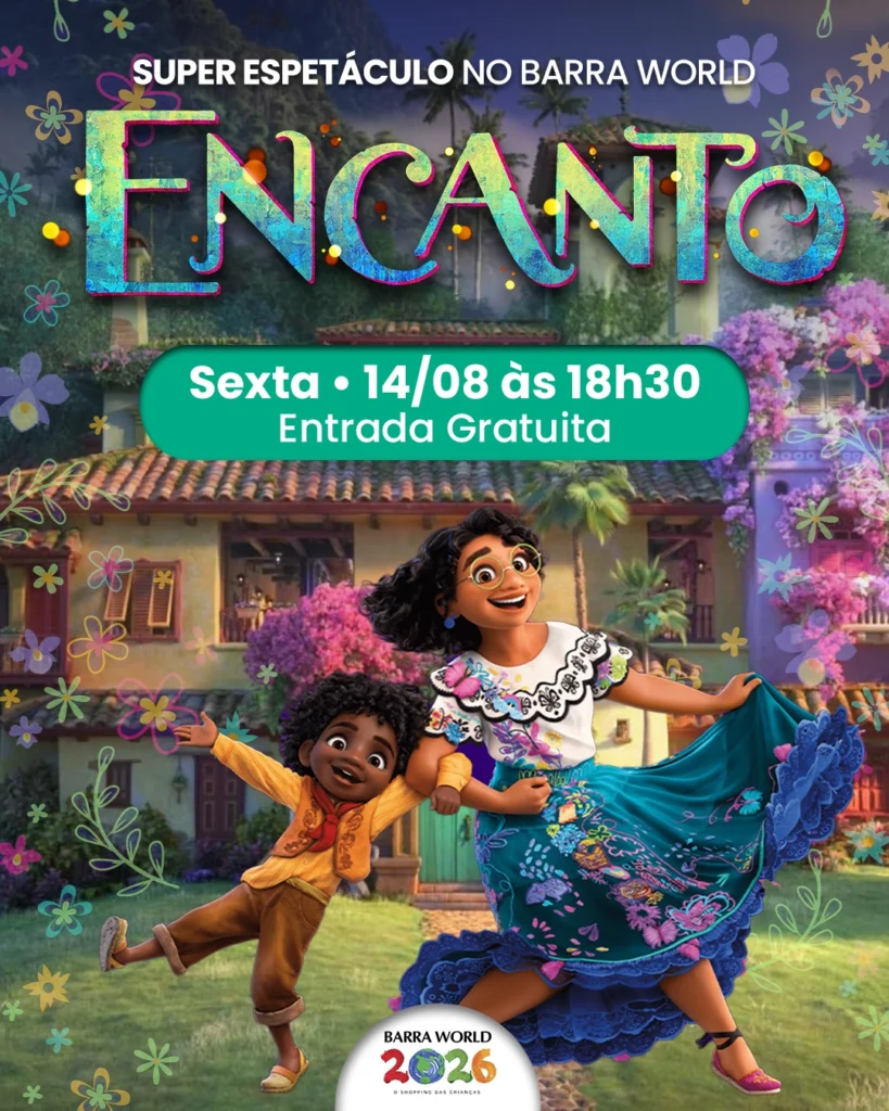 Espetáculo infantil Encanto no Barra World Shopping, Praça da França, Recreio dos Bandeirantes