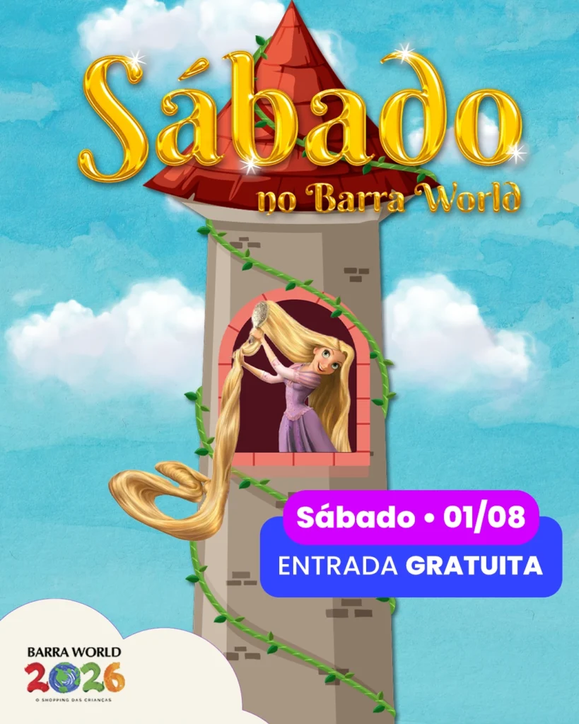 Programação infantil de sábado no Barra World Shopping — Espetáculo Rapunzel e Os Três Porquinhos, Recreio