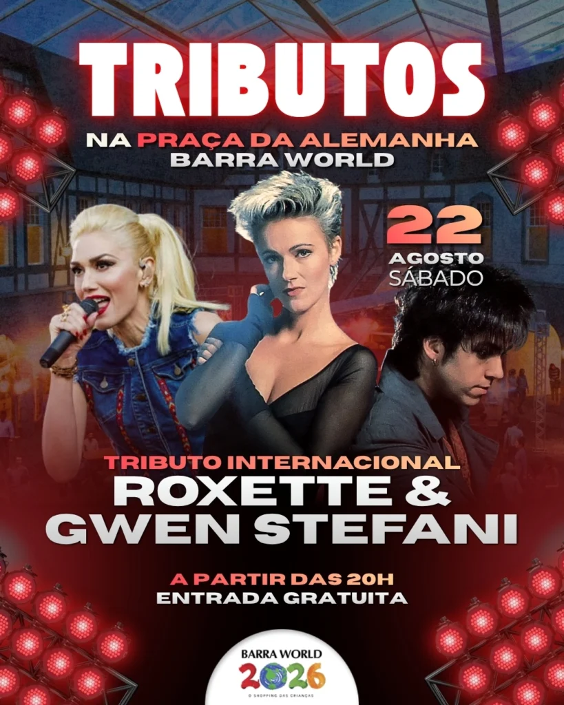 Tributo a Roxette e Gwen Stefani no Barra World Shopping – Show gratuito no Recreio dos Bandeirantes