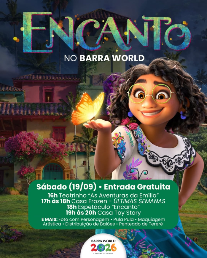 Espetáculo infantil Pinóquio no Barra World Shopping, Praça da França, Recreio dos Bandeirantes — 18 de setembro de 2026