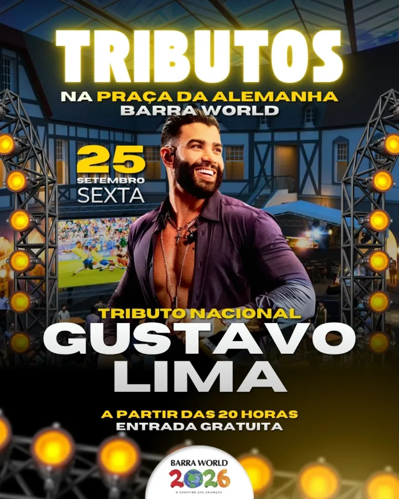 Tributo a Gusttavo Lima no Barra World Shopping – Show gratuito no Recreio dos Bandeirant