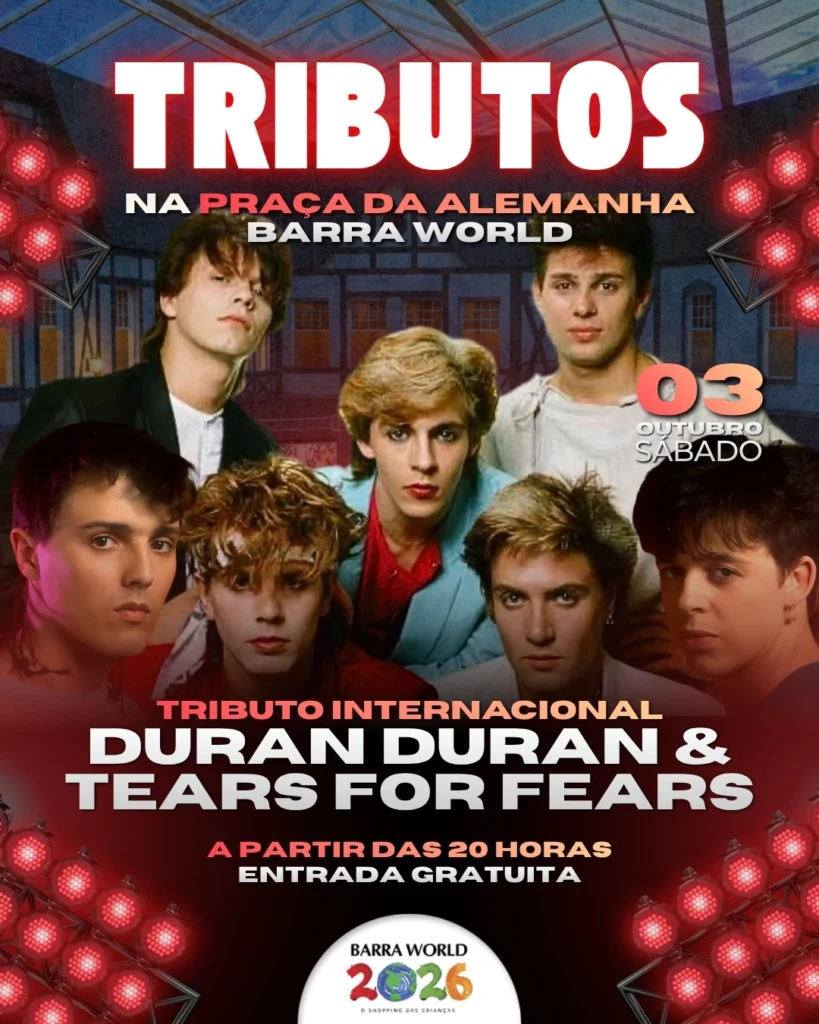 Tributo a Duran Duran e Tears for Fears no Barra World Shopping – Show gratuito no Recreio dos Bandeirant